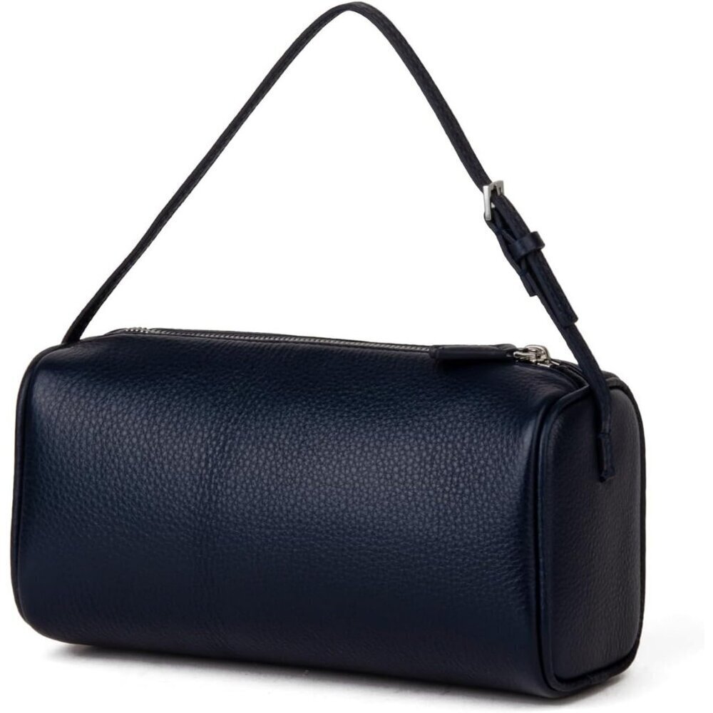 Women Navy-lychee Pattern Crossbody Purse with Adjustable Strap Full-Leather - Picture 1 of 6